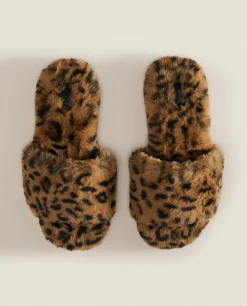 Animal Print Faux Fur Slippers