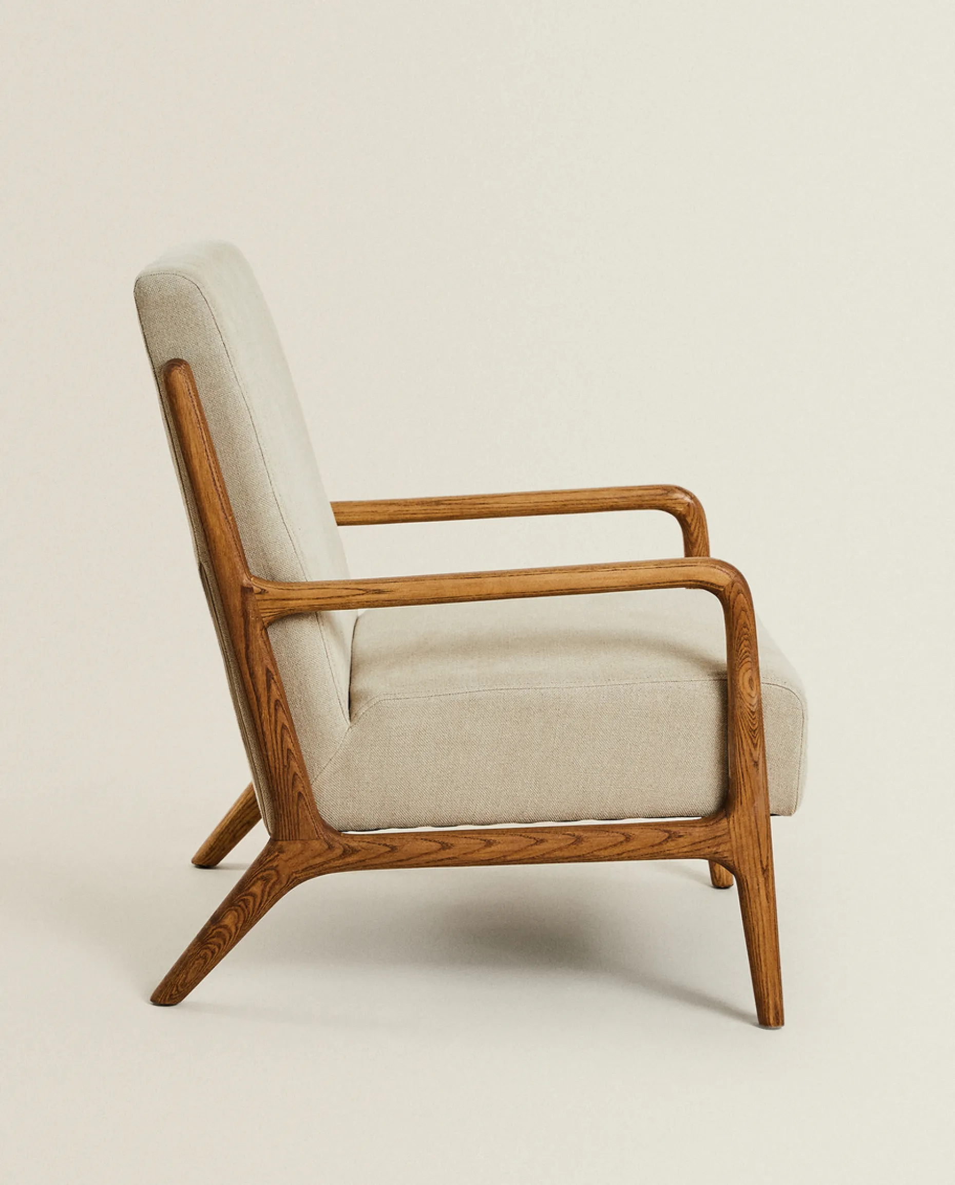 Ash Wood And Linen Armchair