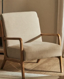 Ash Wood And Linen Armchair