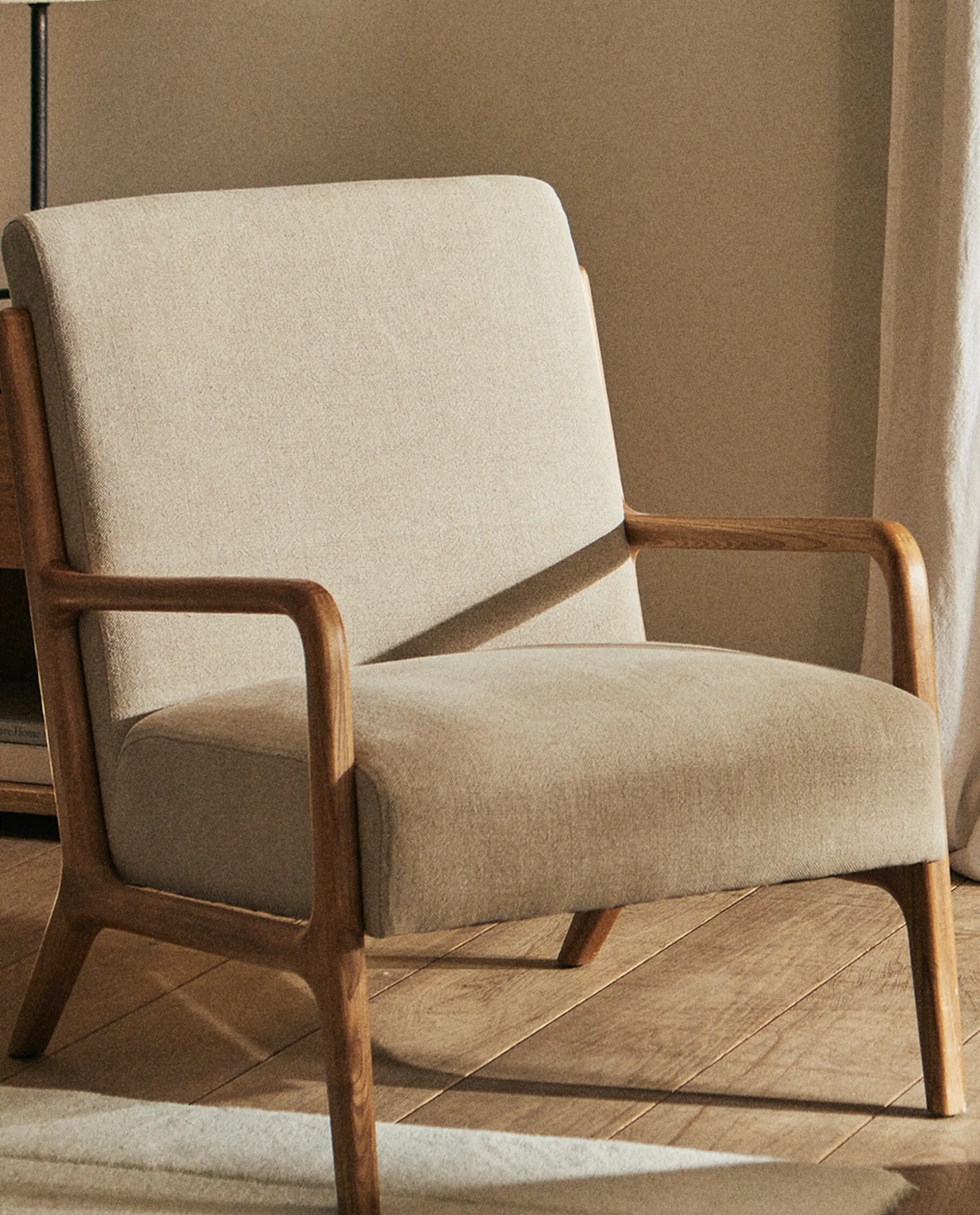 Ash Wood And Linen Armchair