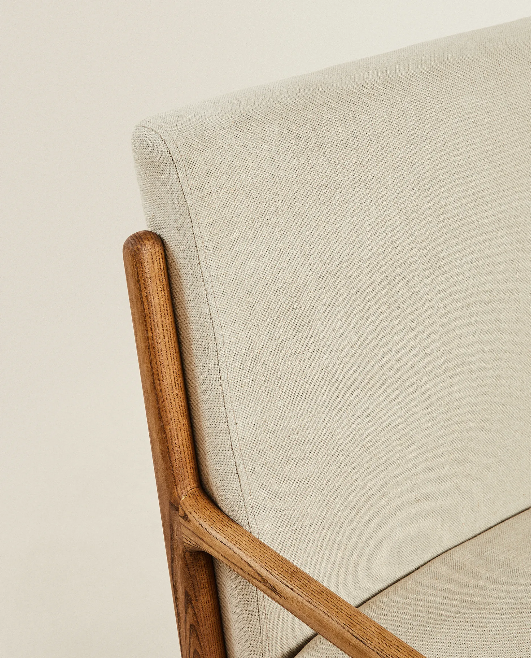 Ash Wood And Linen Armchair