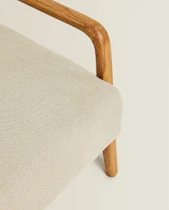 Ash Wood And Linen Armchair