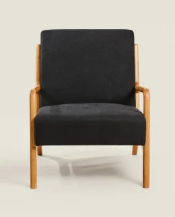 Ash Wood And Linen Armchair