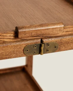 Ash Wood Folding Cart With Trays