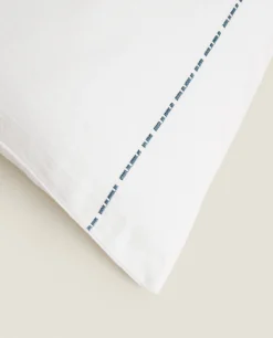 Backstitched Throw Pillow Cover