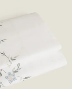 Blue Floral Print Flat Sheet