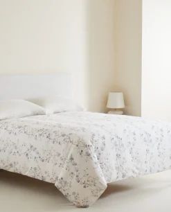 Blue Floral Print Flat Sheet