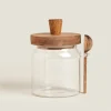 Borosilicate Glass And Wooden Sugar Bowl