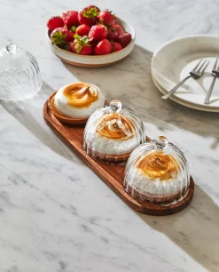 Borosilicate Glass And Wood Cake Plates