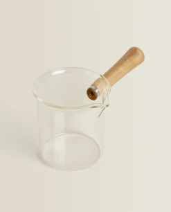Borosilicate Glass And Wooden Milk Pitcher