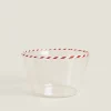 Borosilicate Glass Bowl With A Candy Cane Trim