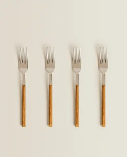 Box 4 Brunch Forks With Wood Pattern Handle