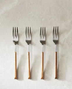 Box 4 Brunch Forks With Wood Pattern Handle