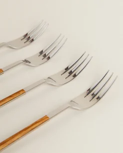 Box 4 Brunch Forks With Wood Pattern Handle