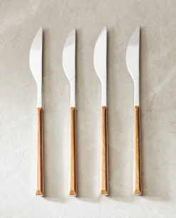 Box 4 Knives With Wood Pattern Handle