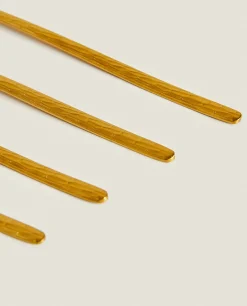 Box Of 4 Dessert Spoons With Hammered Handle