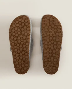 Buckled Felt Mule Clog Slippers