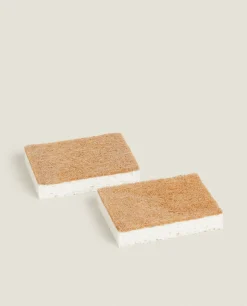 Cellulose And Fiber Non-Scratch Sponges (Pack Of 2)
