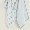 Check And Floral Print Cotton Tea Towel (Pack Of 2)