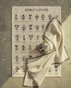 Check And Floral Print Cotton Tea Towel (Pack Of 2)