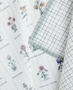 Check And Floral Print Cotton Tea Towel (Pack Of 2)