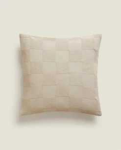 Check Cotton Throw Pillow Cover