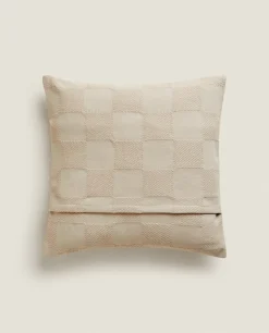 Check Cotton Throw Pillow Cover