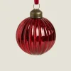 Christmas Spiral Glass Bauble Decoration