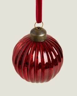 Christmas Spiral Glass Bauble Decoration