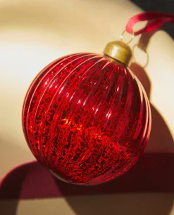 Christmas Spiral Glass Bauble Decoration