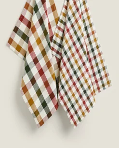 Colored Check Kitchen Towels (Pack Of 2)