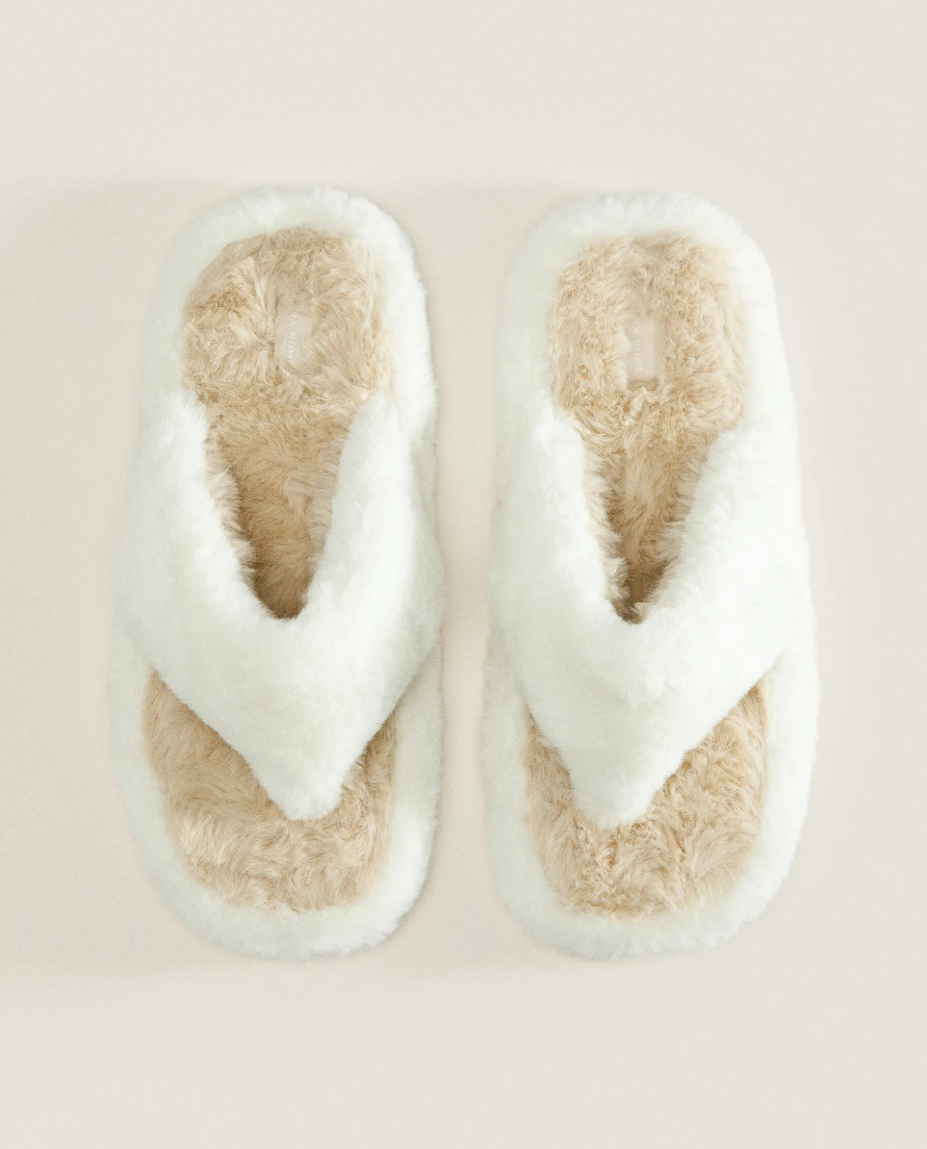 Contrast Faux Fur Open Slippers