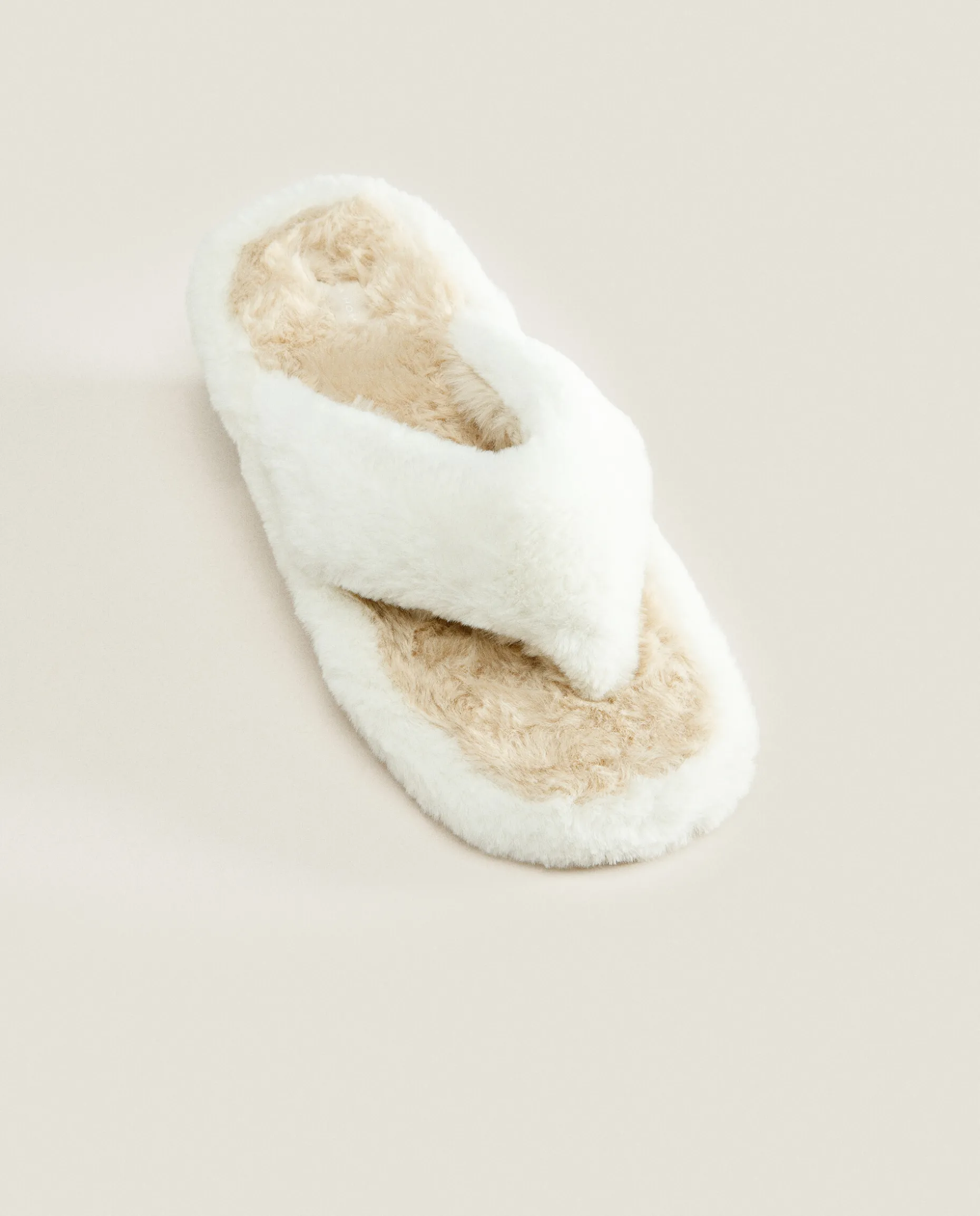 Contrast Faux Fur Open Slippers