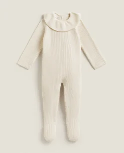 Cotton Romper With Silk And Collar