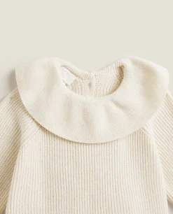 Cotton Romper With Silk And Collar