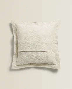 Cotton Throw Pillow Cover With Geometric Design