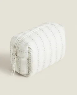 Cotton Toiletry Bag With Border