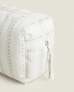 Cotton Toiletry Bag With Border