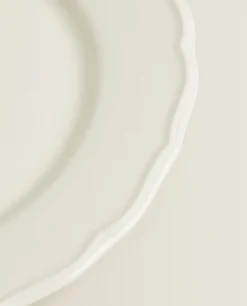 Earthenware Dinner Dish With Raised-Design Edge