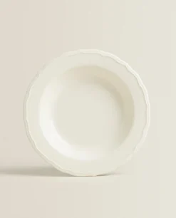 Earthenware Soup Plate With Raised-Design Edge