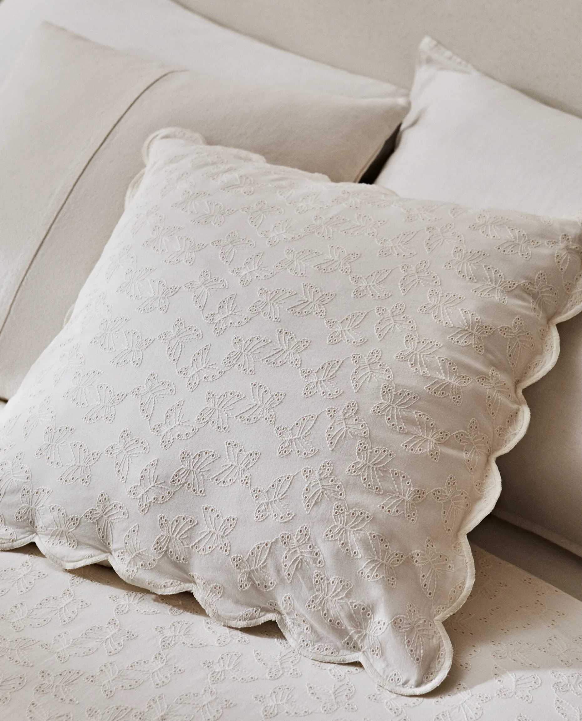 Embroidered Butterfly Throw Pillow Cover