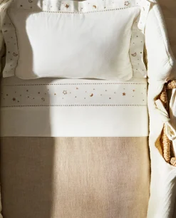 Embroidered Moon And Star Flat Sheet Set