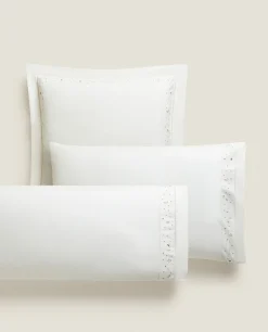 Embroidered Moons And Stars Pillowcase