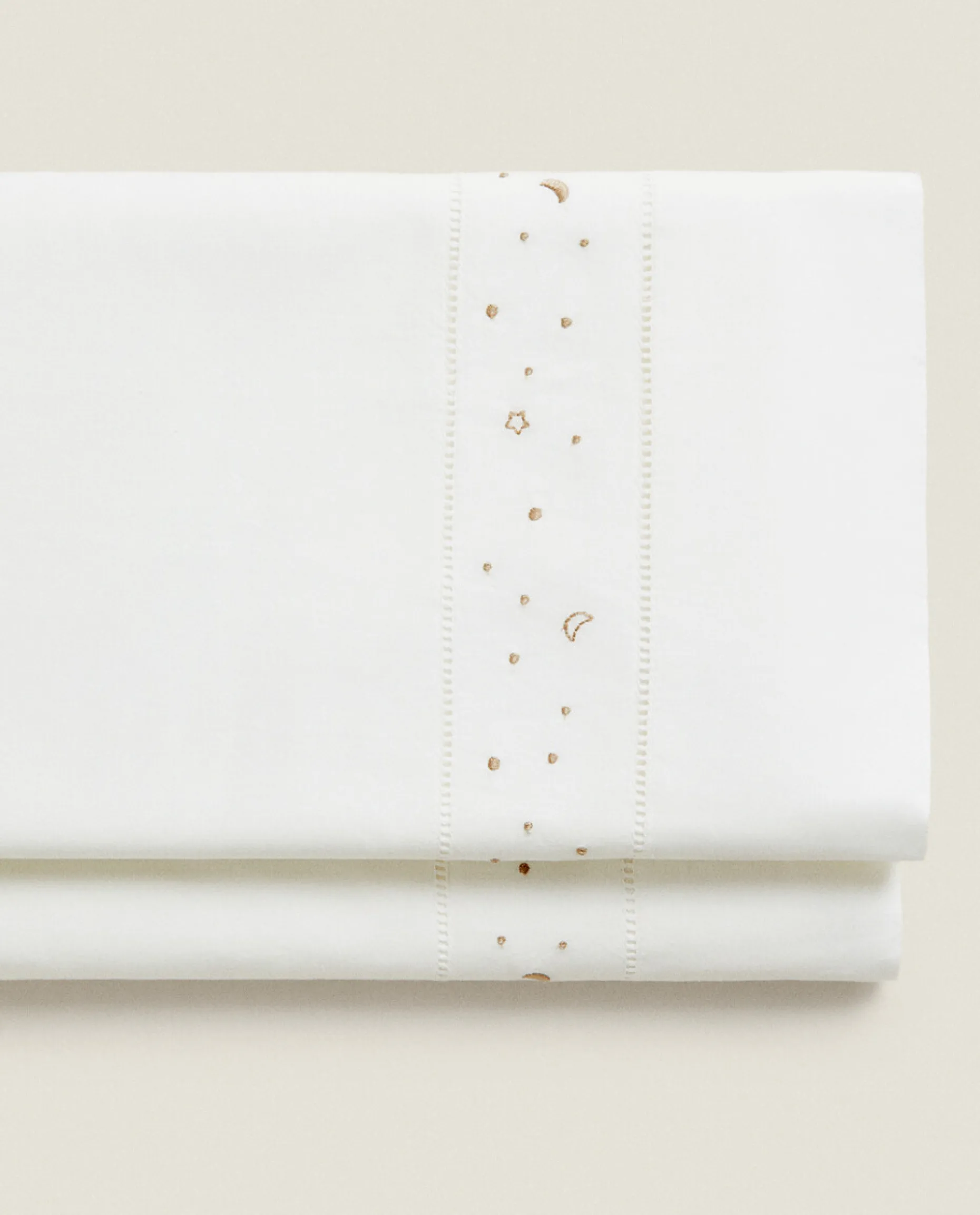 Embroidered Moons And Stars Flat Sheet