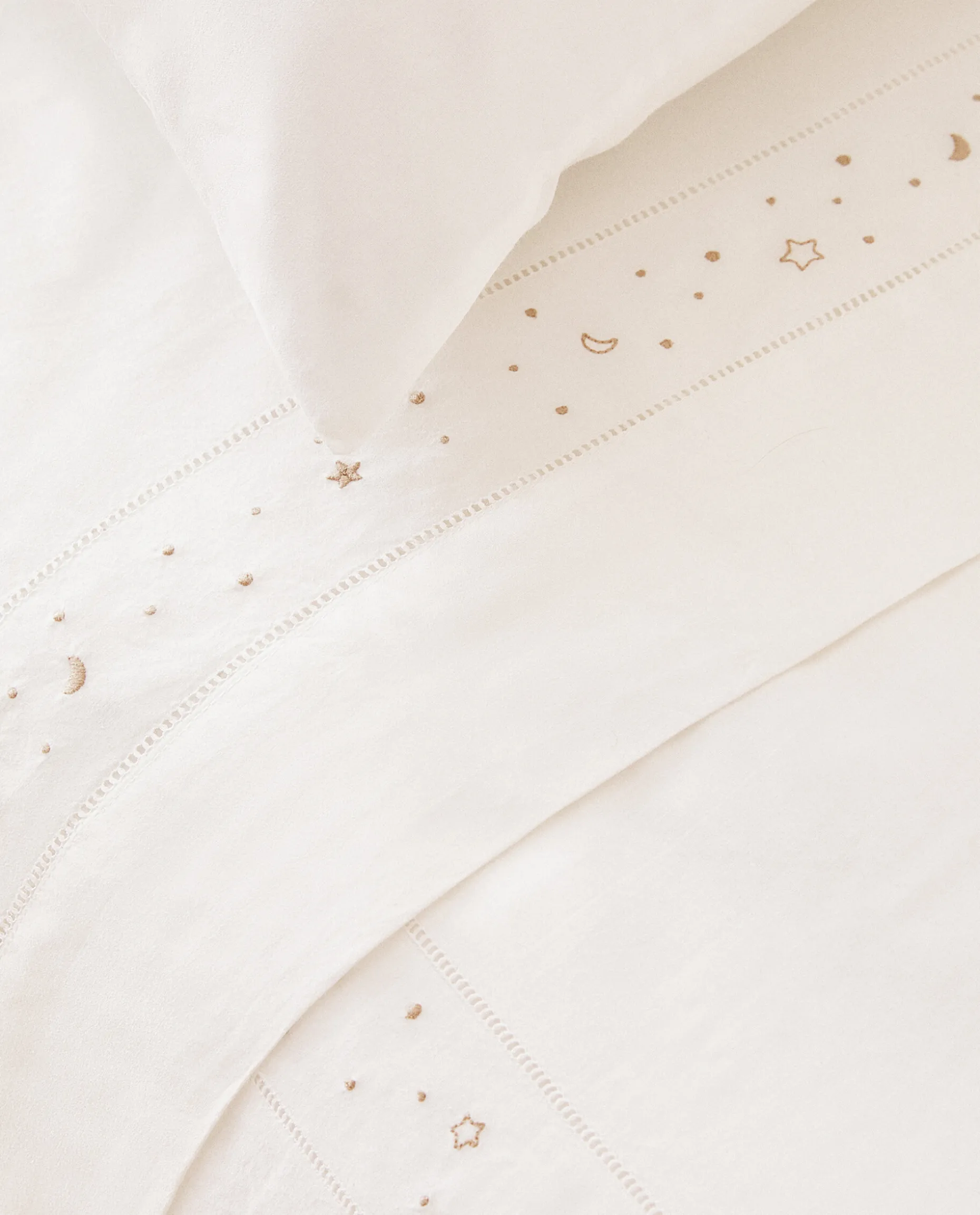 Embroidered Moons And Stars Flat Sheet