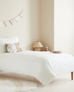 Embroidered Moons And Stars Flat Sheet