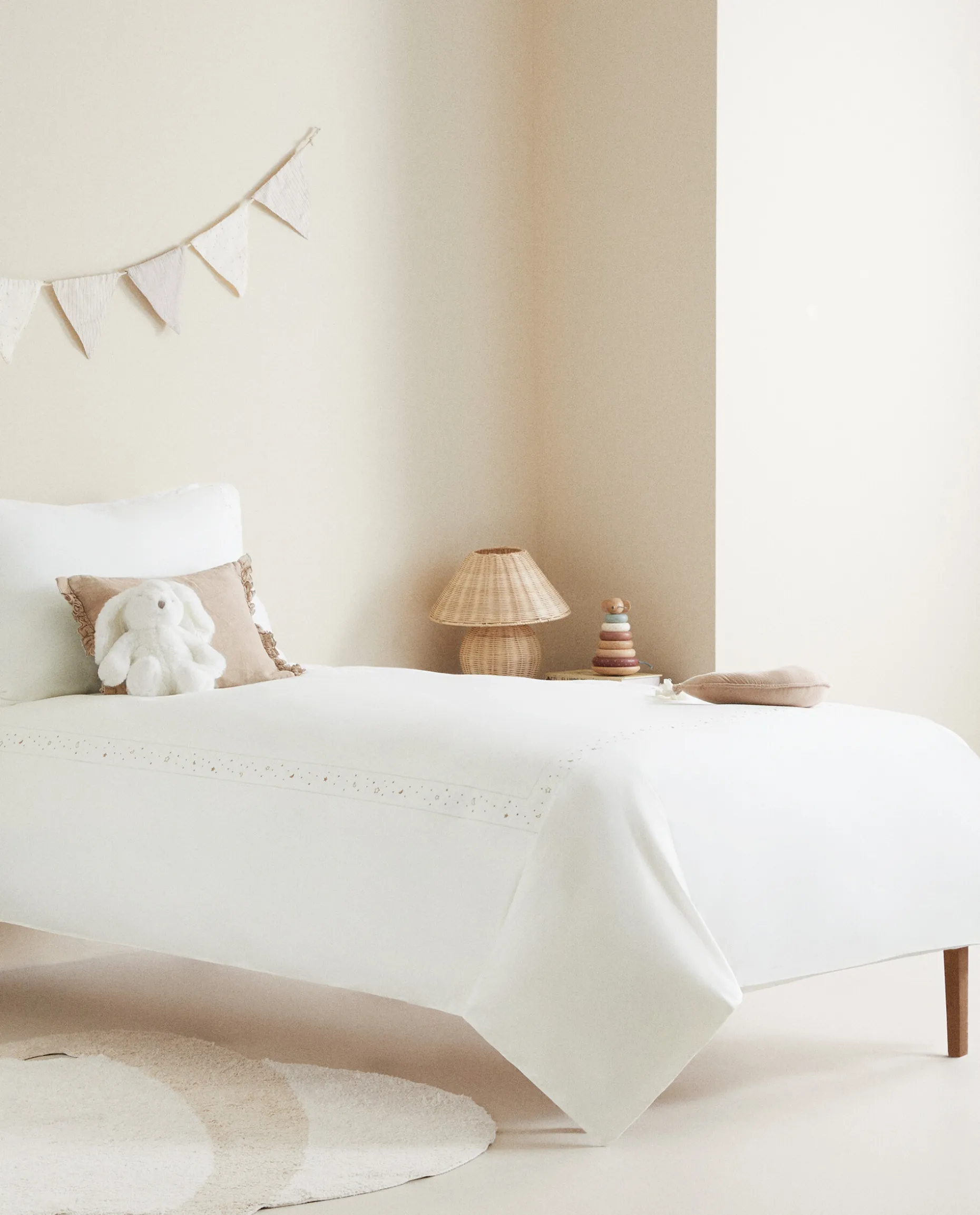 Embroidered Moons And Stars Flat Sheet