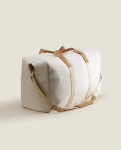 Fabric Travel Bag With Leather Detail