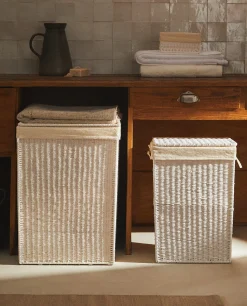 Fabric-Lined Laundry Hamper