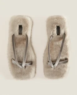 Faux Fur Sandal Slippers